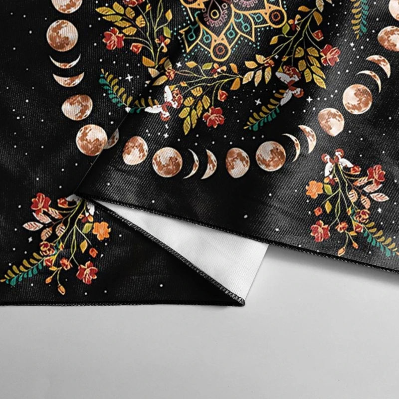 Tarot Card Tablecloth Altars Cloth Moonphases Plant Astrologys Tablecloth Divinations Card Mat Tapestry Wall Decoration