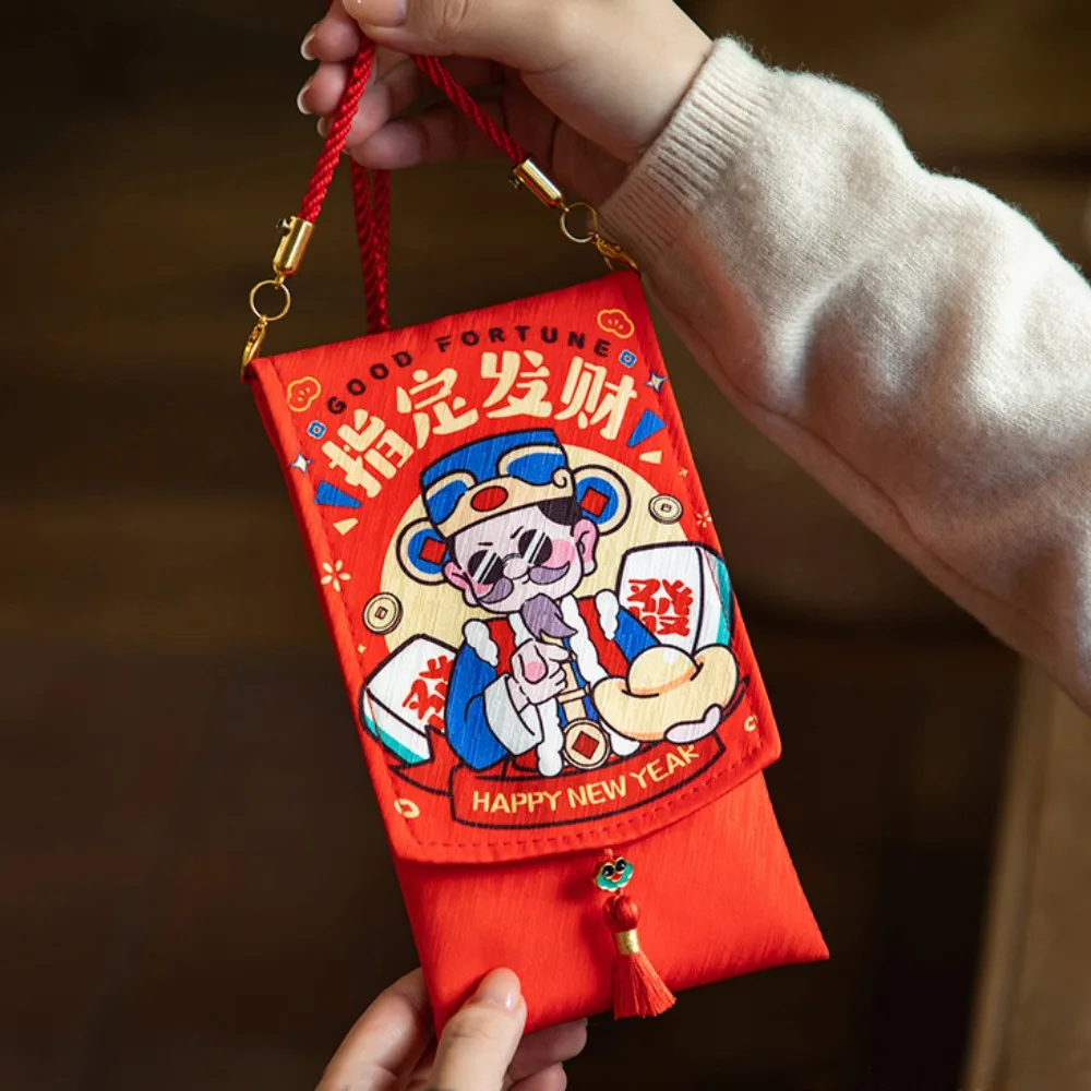 

Chinese New Year Fabric Red Envelop Spring Festival Best Wishes Lucky Red Pockets Blessing Words Cartoon