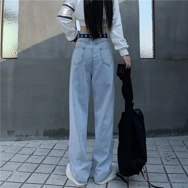 Women\'s Wide Leg Pants Jeans Retro Street Pants Oversized Harajuku Yk2 Streetwear Denim Straight Pants Casual Ladies Loose Jeans