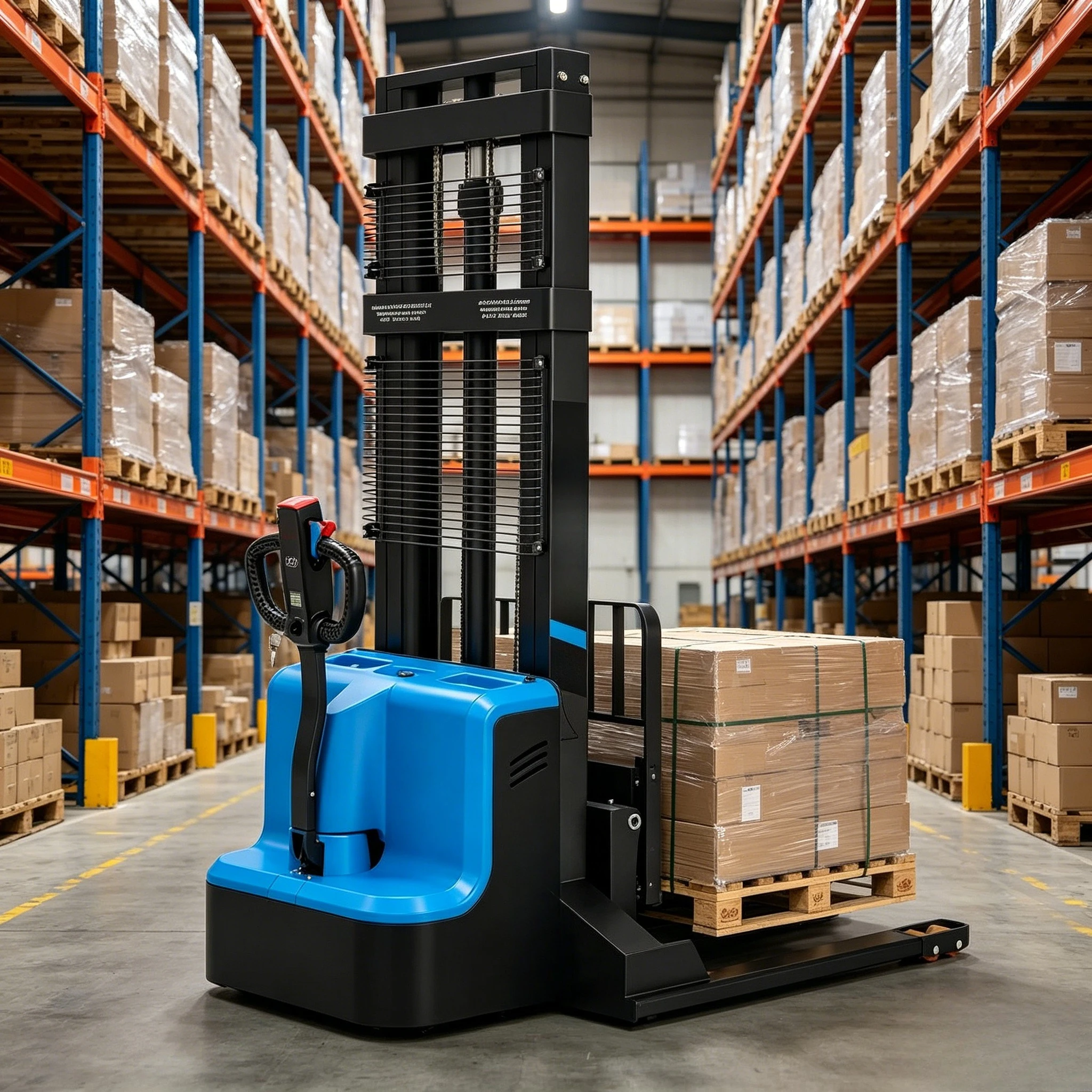 

Premium Full Electric Walkie Pallet Stacker Fixed Straddle Legs Adjustable Fork Heavy Duty Warehouse Indoor Outdoor Customized