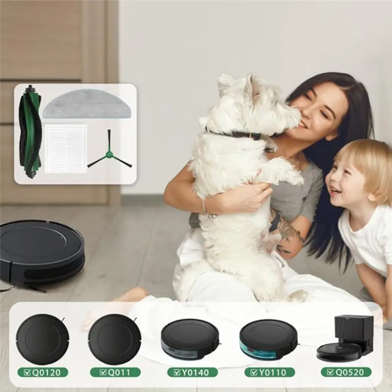 Efficient-For Irobot Roomba Essential Q0120 Y0140 Q0520 Q011 Y0110 Sweeper Accessories Main Side Brush HEPA Filter Mop Pad