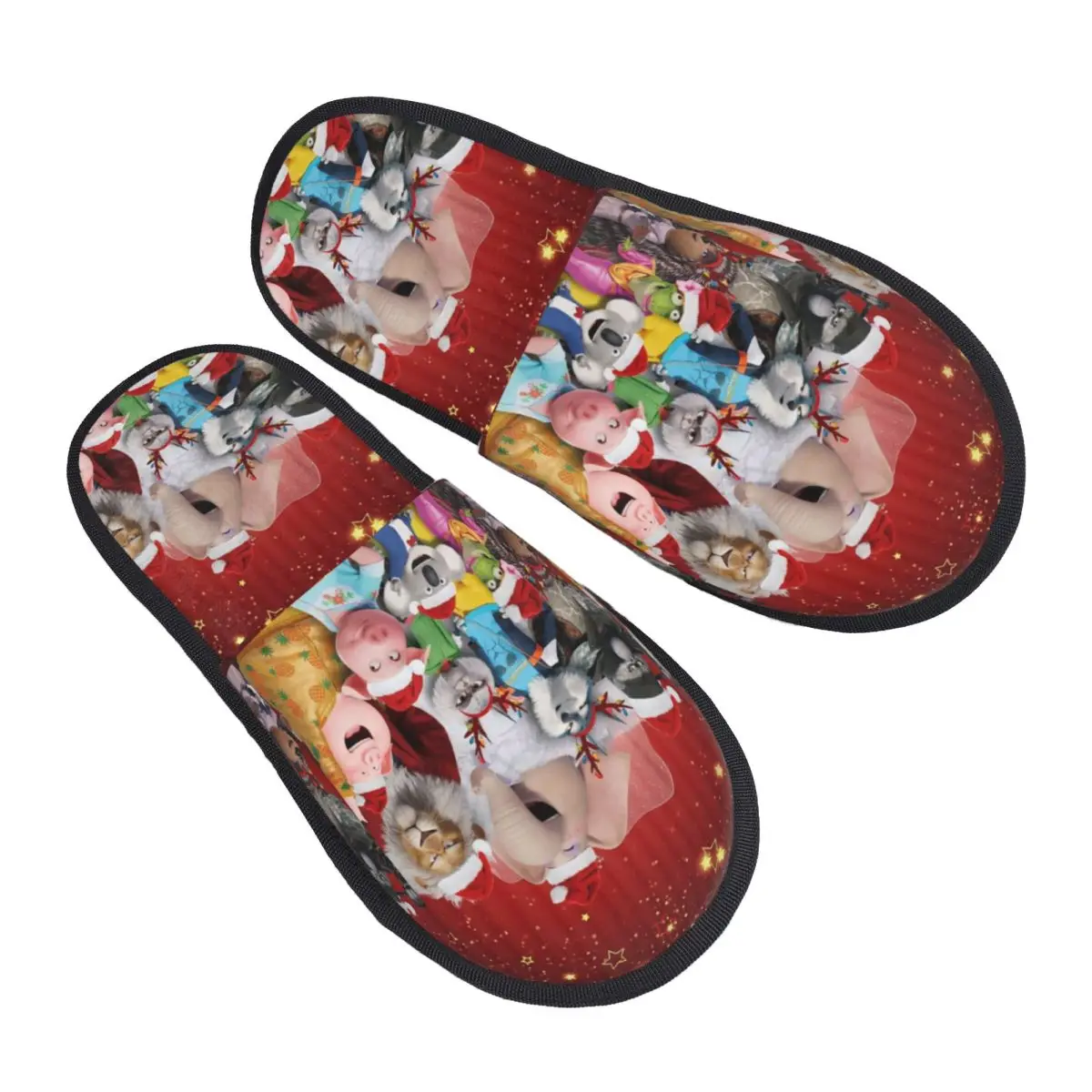 

Christmas Sing 2 Movie Cartoon Furry Slippers Anti-skid Musical Comedy Xmas Soft Memory Foam Slippers Bedroom