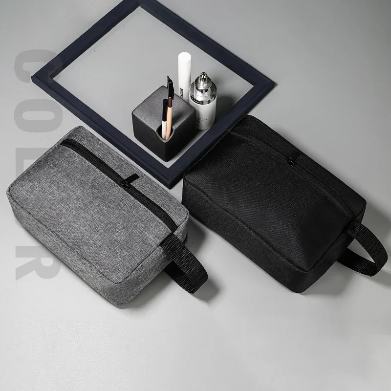 Bolsa de aseo de tela Oxford para hombre y mujer, organizador de almacenamiento de baño de gran capacidad, impermeable, portátil, de viaje, color