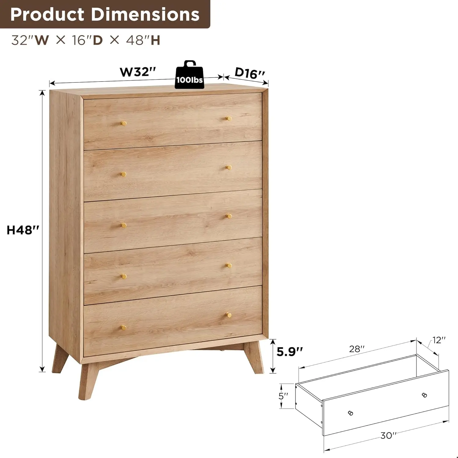 5-Drawer Dresser for Bedroom 48