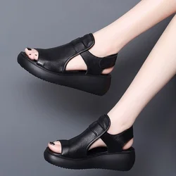 Comemore Ladies 2023 New Black Casual Breathable Open Toe Sandals Womens Sandal Women's Footwear Thick-soled Fish Mouth Sandals