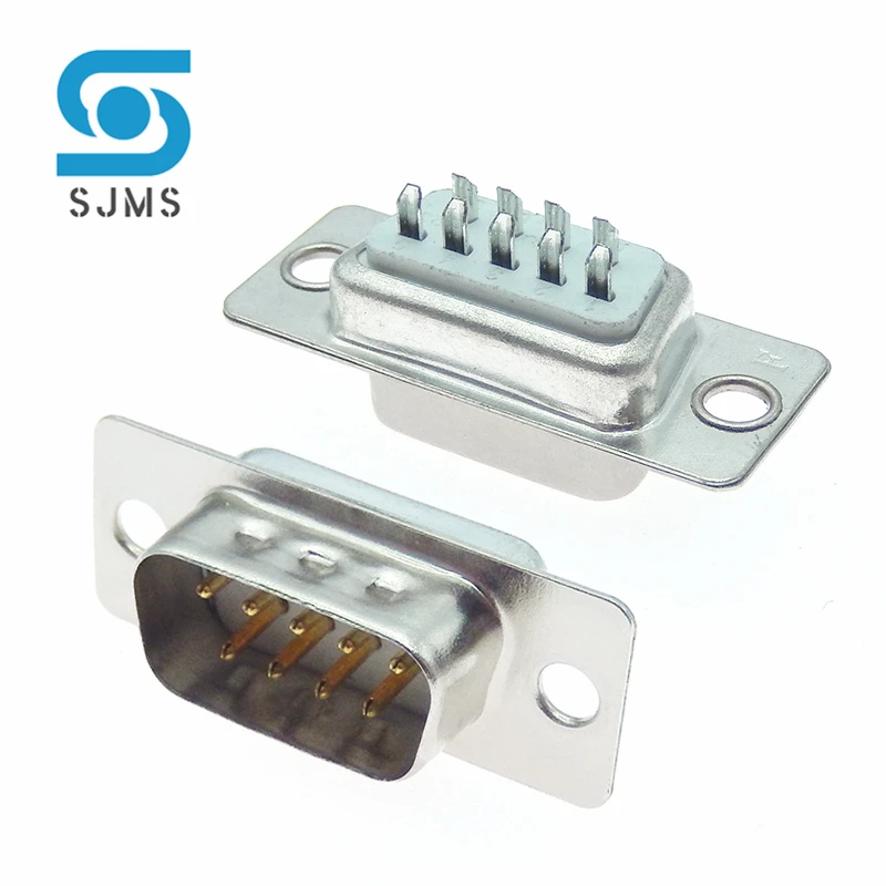 2Pcs RS232 DB9 Connector Serial VGA 9 Pin Female 2 Rows Solder wire Type Plug D-SUB Male Plug Socket Connector White