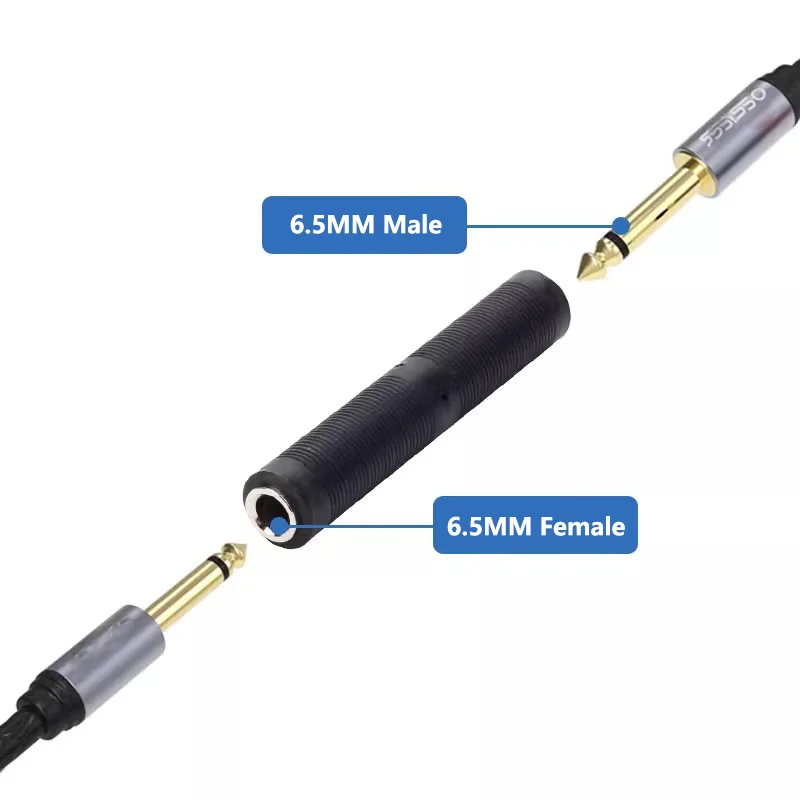 5PCS 6.35mm Female to 6.35mm Female Extension Jack Audio Adaptor 3 Pole F/F Microphone Audio Connector