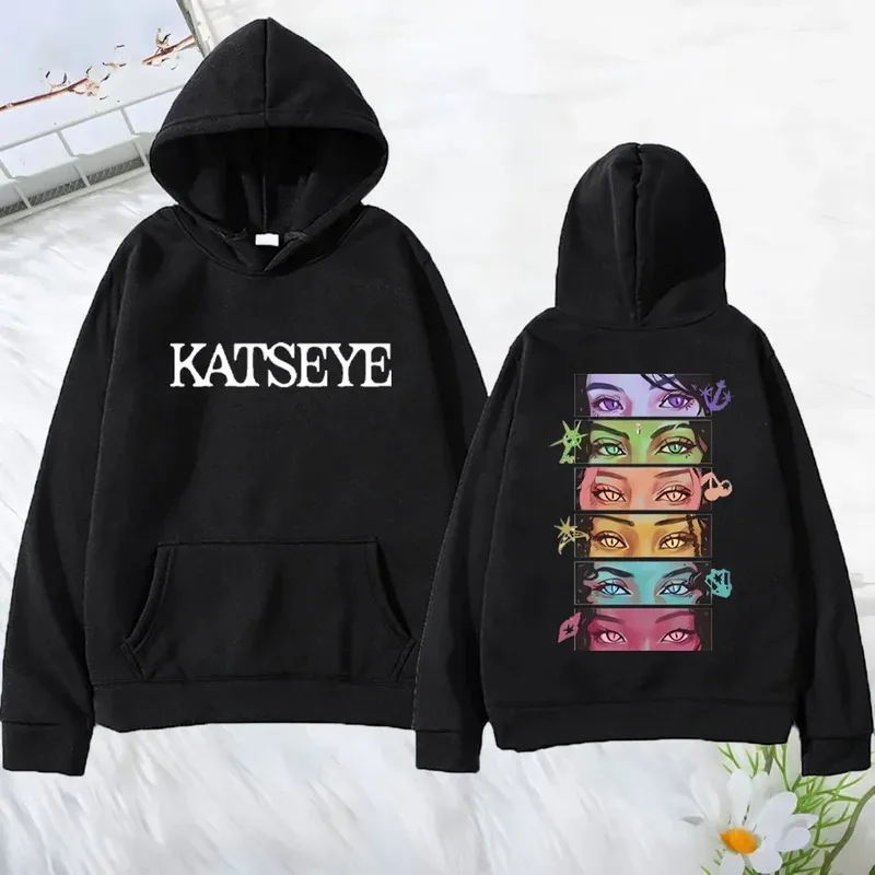 Koreaanse meisjesgroep KATSEYE grafische hoodie heren dames manga stijl vintage mode streetwear fleece sweatshirts met lange mouwen
