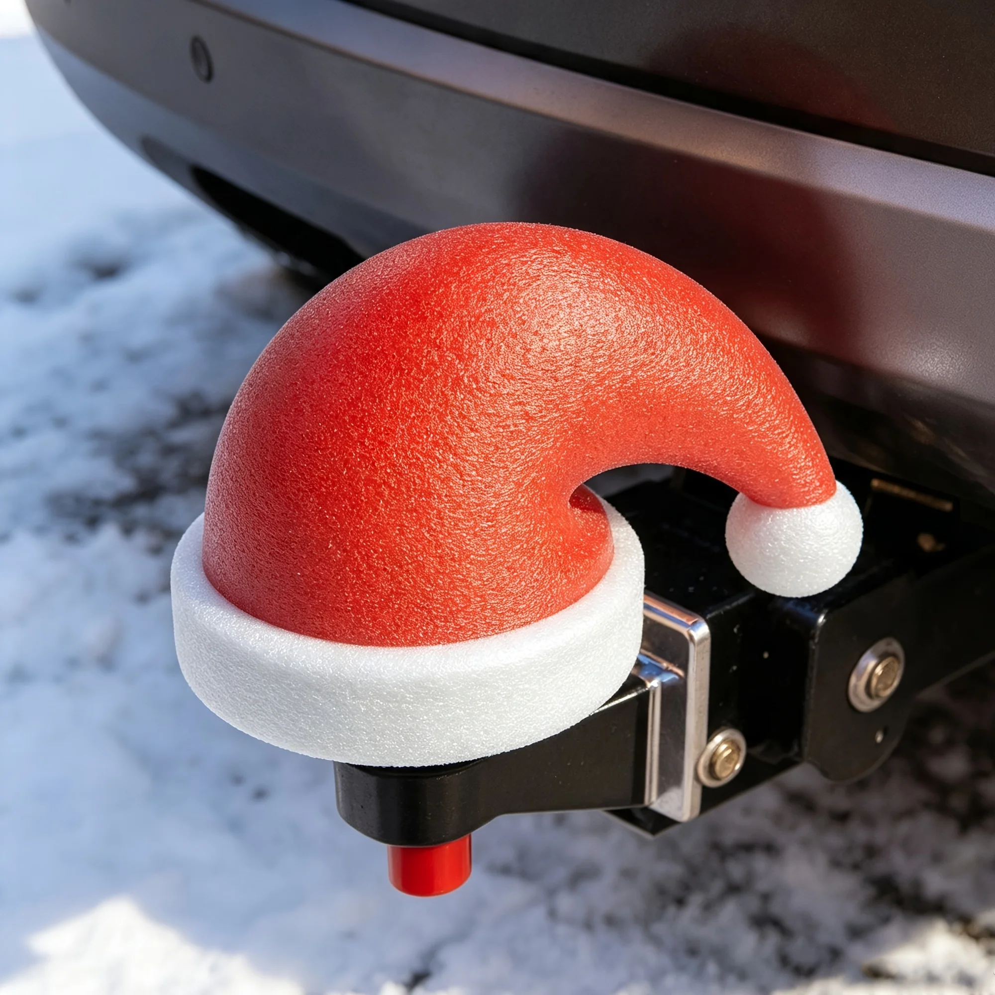 Cute Santa Hat Trailer Hitch Cover Universal 50mm ISO Ball Protector Dustproof Waterproof Decorative Towing Accessory for RV SUV