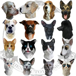 Latex Cat & Dog Mask Pussycat Animal Head Masks Halloween Party Fancy Dress Feline Canine Animal Tabby Rubber Masks Adults