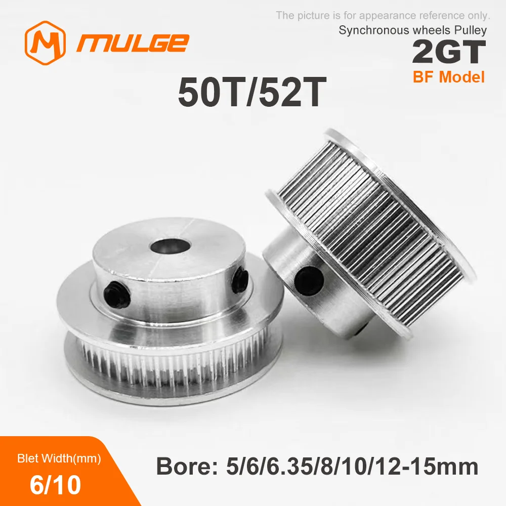 

GT2 BF Timing Pulley 2GT 50T/52T Tooth Teeth Bore 5/6/6.35/8/10-15mm Synchronous Wheels Width 6/10/mm Belt 3D Printer Parts