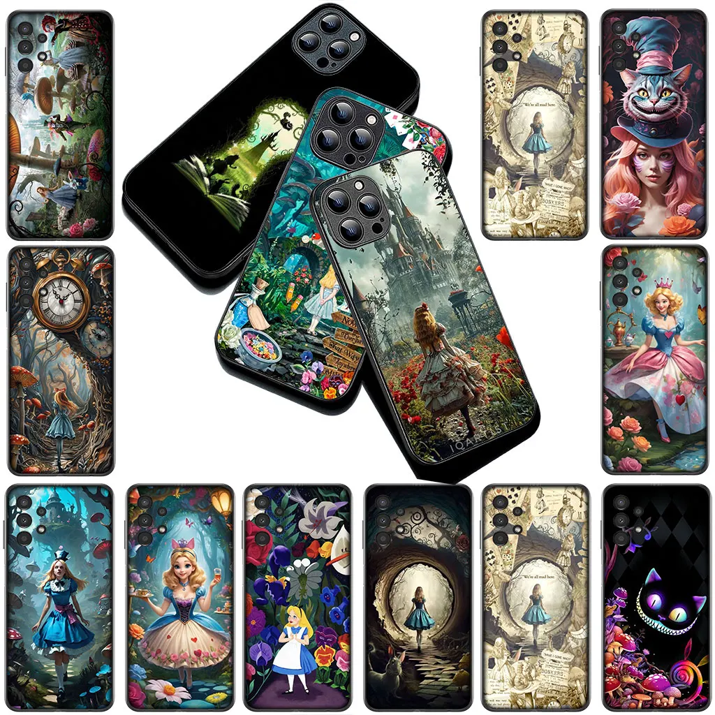 Чехол для телефона «Алиса в стране чудес» с котом для Apple iPhone 17 Air 12 13 Pro Max Mini ProMax XR 7 + 8 Plus X Защитный корпус