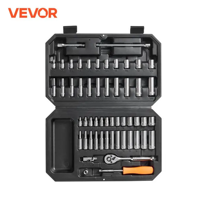 VEVOR presa a 6 punti apertura Set di attrezzi da 54 pezzi prese Standard SAE e metriche con custodia per uso industriale o domestico