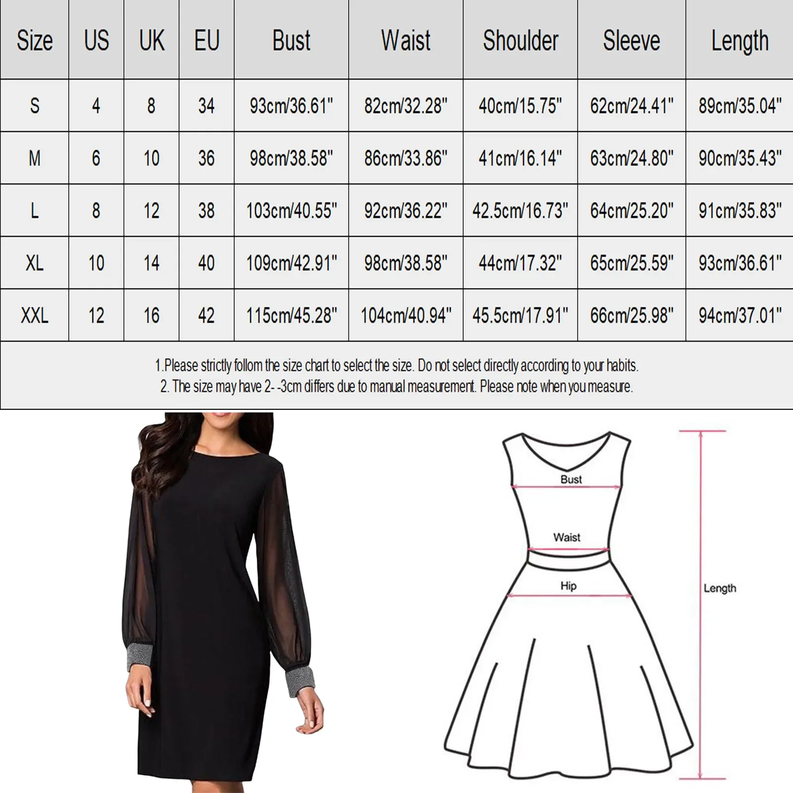 Elegante ufficio signore vestito nero donna pianura semplicemente manica lunga con scollo a v abiti Casual a-line Party Dress Clubwear Vestidos 2024