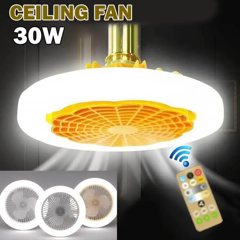 Smart 3 In 1 Ceiling Fan With Remote Control Lighting E27 Conversion Base 85-265v Lighting Base Suitable for Bedroom and Living