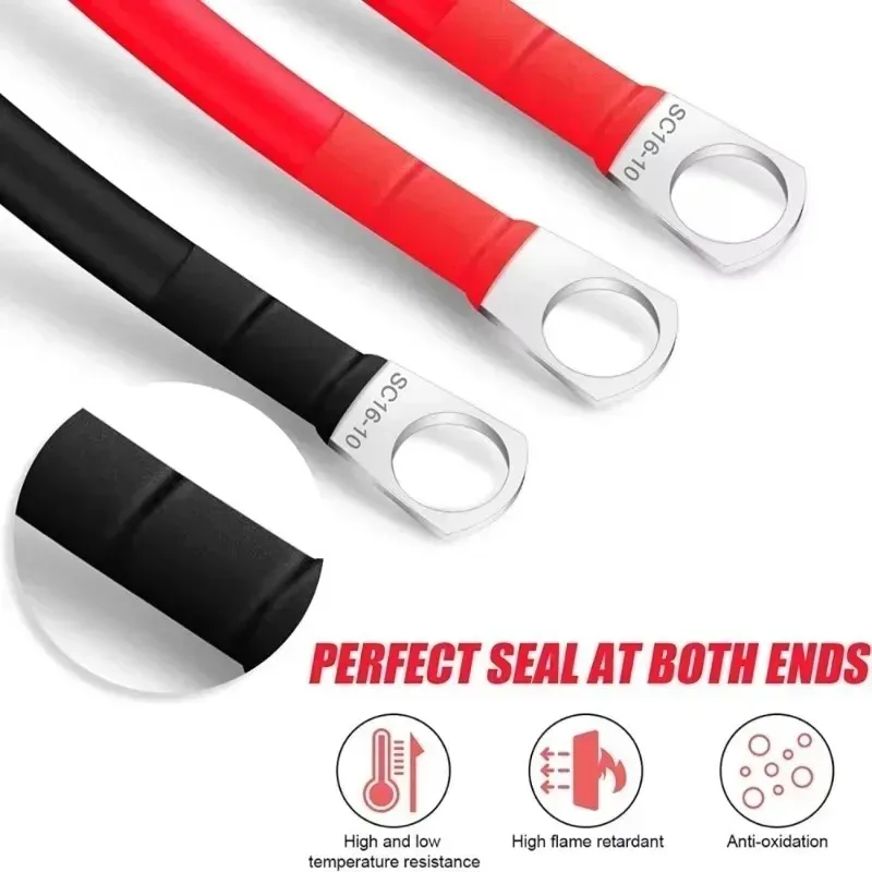 2/4AWG 30/50CM Copper Cord Solar Power Connection Wire with Lugs Battery Inverter Cable Set with Terminals Stranded