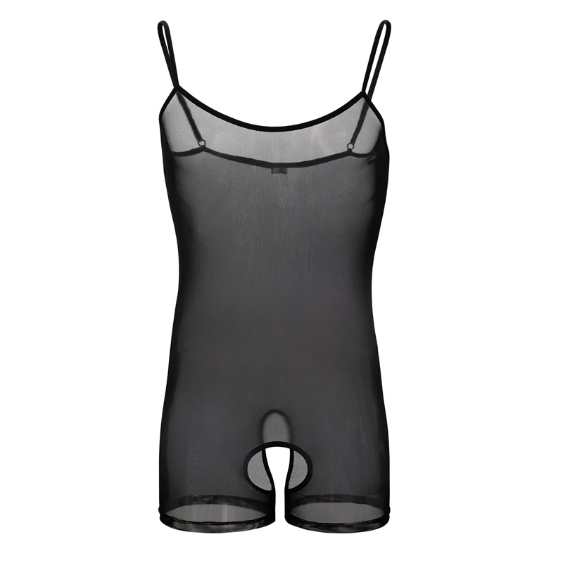 Men Undershirts Mesh Ultra-thin Fitness Jumpsuit Breathable Adjustable Sexy See Through Bodysuit Undershirt Home Wear Leotard