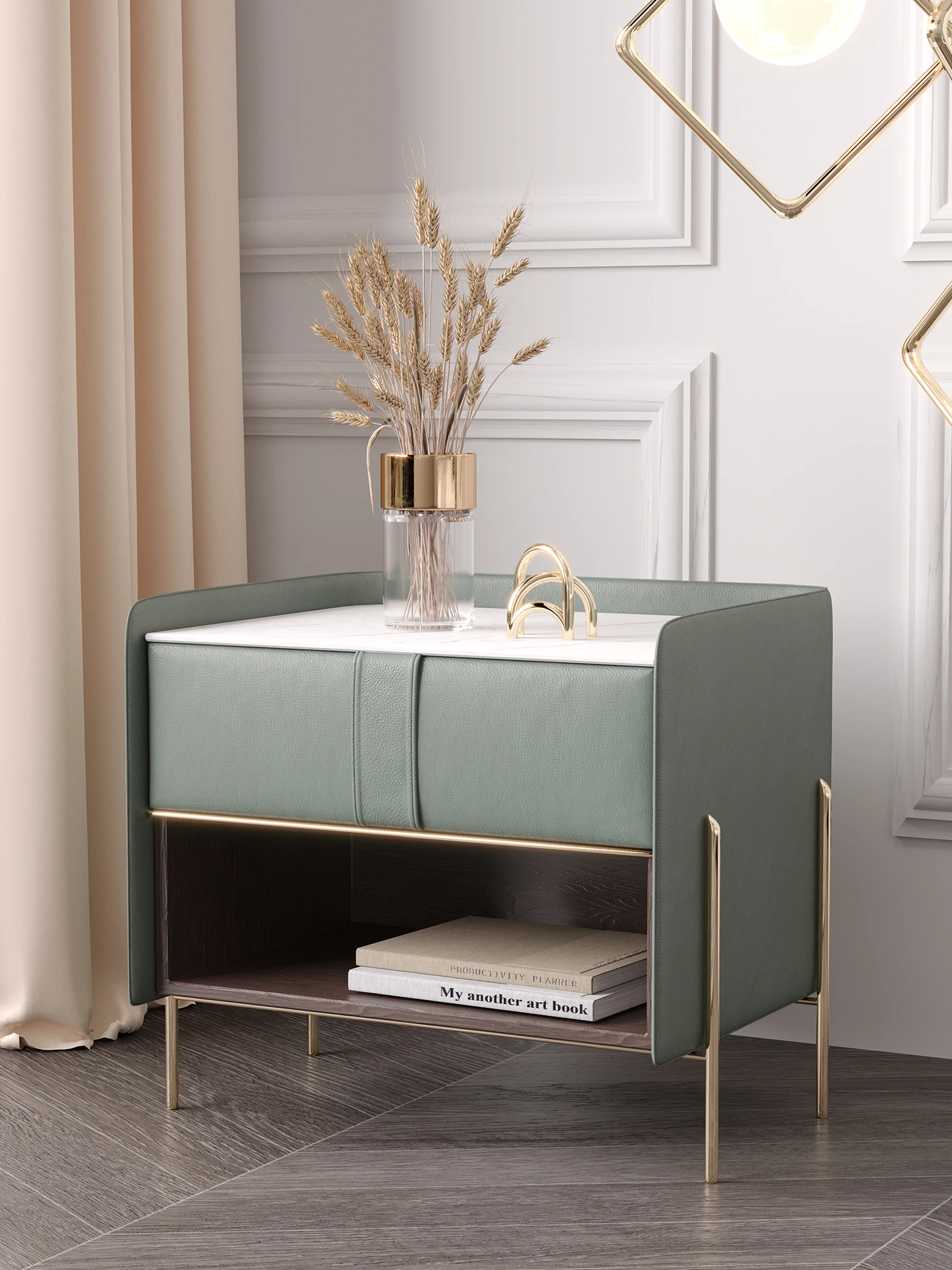 

YXY light luxury bedside table rock slab intelligent charging minimalist bedside cabinet locker bedroom rock slab
