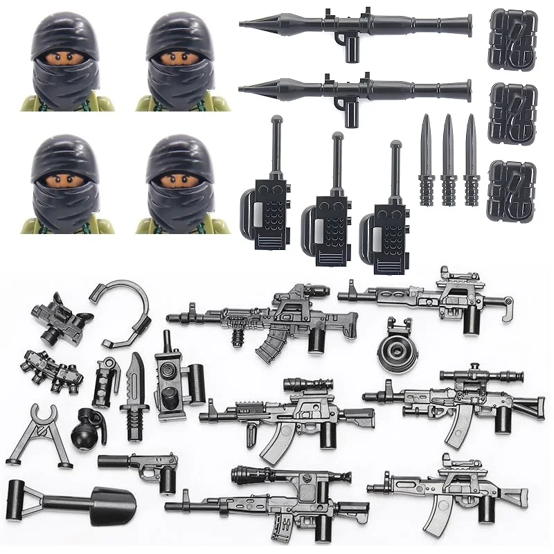 Military Mini Action Figures Weapons Arab Armed Elements Villain Specia Force Soldier MOC SWAT Building Block Bricks Parts Toys