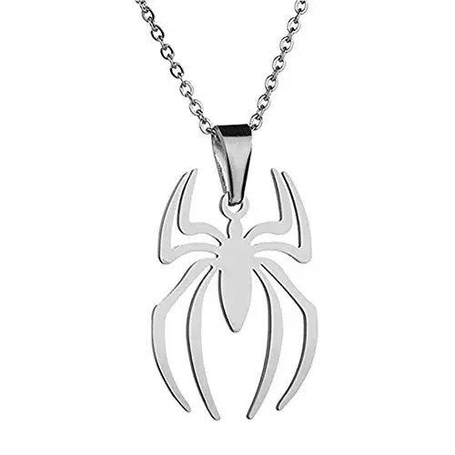 Vintage Fashion Spiderman Stainless Steel Necklace Spell Geometric Shape Pendant Necklace Lady Graduation Gift