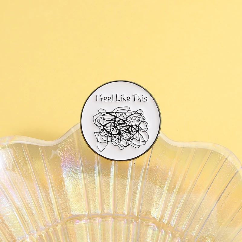 Me siento como este Pin esmaltado salud Mental cerebro confusión broches mochila solapa insignia joyería accesorios regalos para amigos