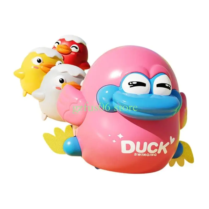 D5QF Pack of 4 Crawling Animal Toy For Kids With Connection Cartoon Duck