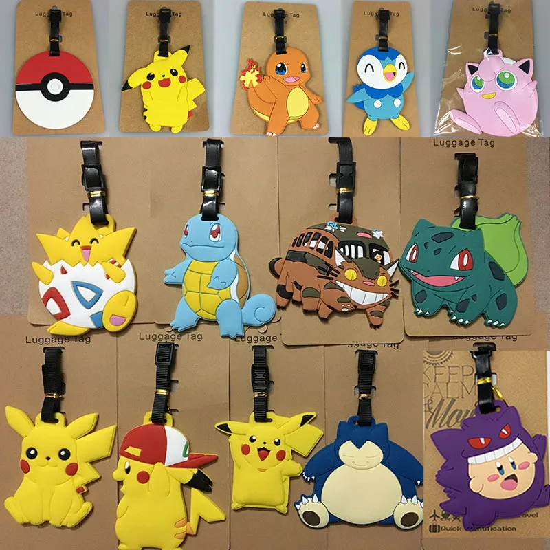 Akcesoria do gorącej przywieszka do bagażu podróżnego kreskówka Pokemon śliczny Pikachu z żelem krzemionkowym walizka identyfikator na pokład