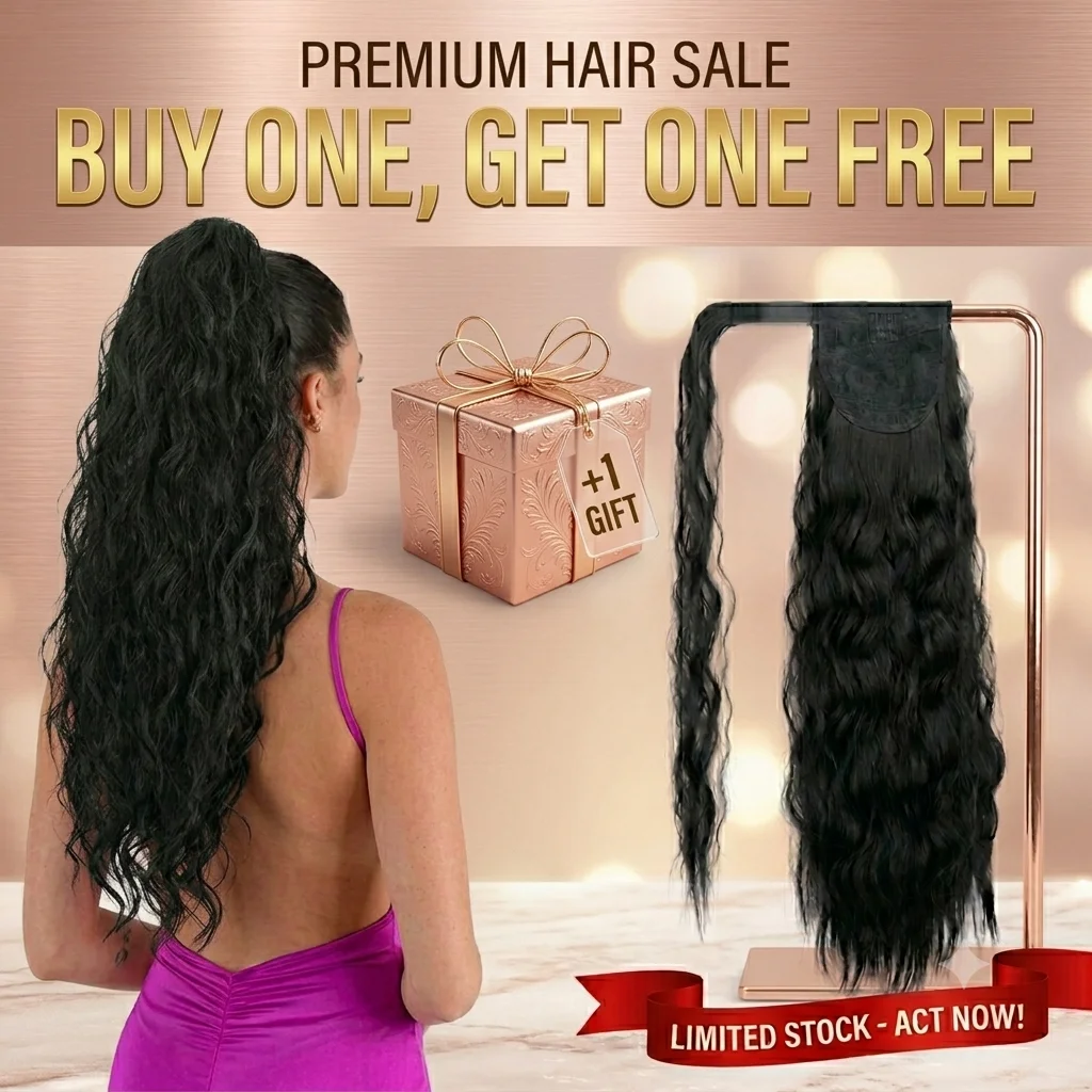 

24"Long Curly Wave Ponytail Wrap Around Ponytail Clip in Hair Extensions for Women Synthetic Hairpiece Headwear Clearance Sale