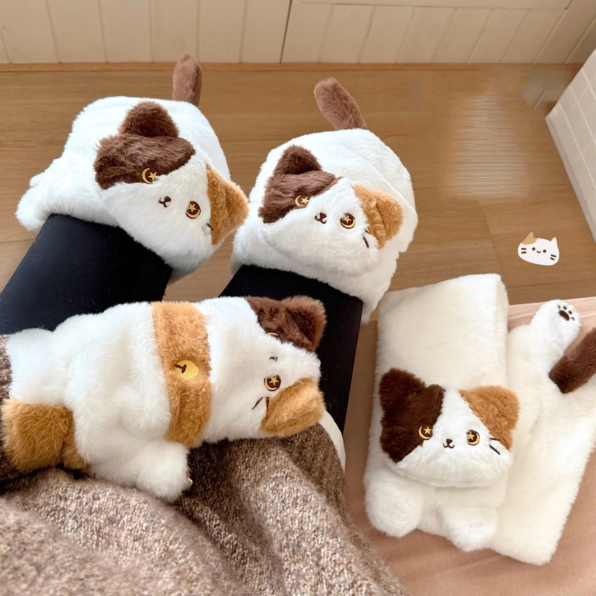 New Winter Cute Cat Gloves Scarf Windproof Knee Protector Set Outdoor Warm Small Scarf