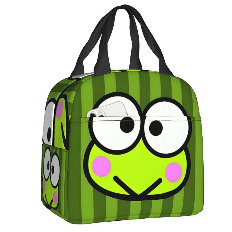 

Изолированные сумки для обеда с героями мультфильмов Keroppi для женщин, многоразовый холодильник с большой глазкой лягушкой, термобокс для еды, школьный ланч-бокс