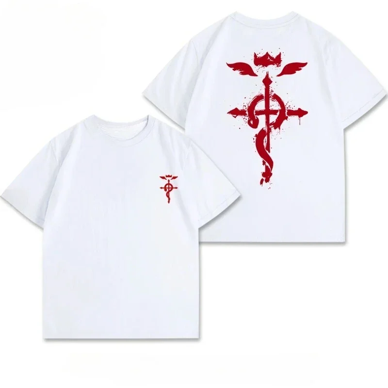 

All-metal Alchemist anime handsome print summer men's casual and comfortable 100% cotton T-shirt Outdoor street fashion top