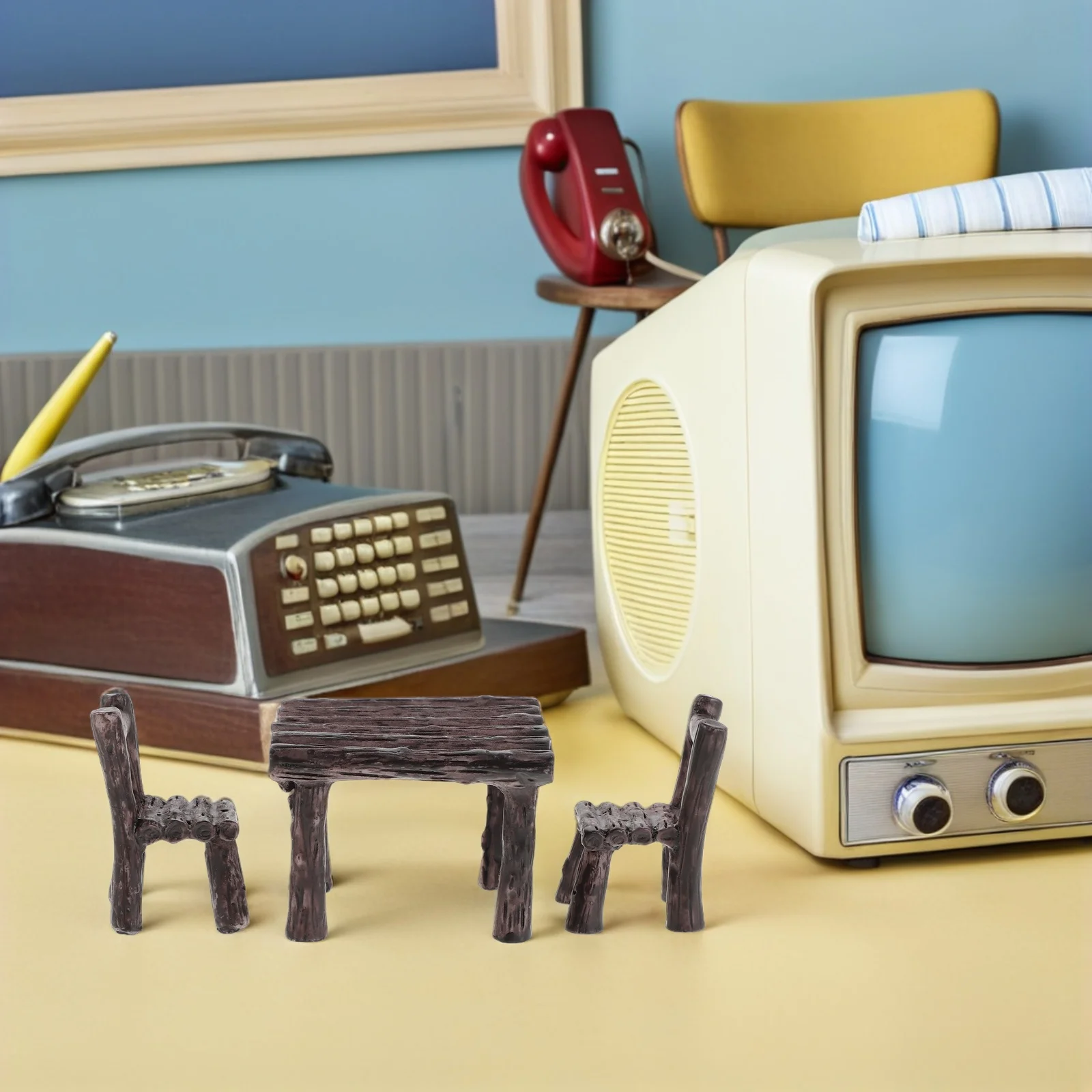 5 مجموعة مصغرة الراتنج دمية مجموعة اثاث 1:12 مقياس كراسي طاولة صغيرة للأطفال دور اللعب طفل كرسي مجموعة طاولة دمية