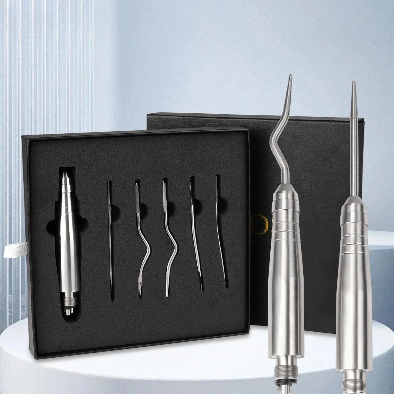 2/4Hole Dental Clinic Elevator Straight Curved Root Pneumatic Turbine Tooth Extraction Kit Tungsten Steel Dentist Tools
