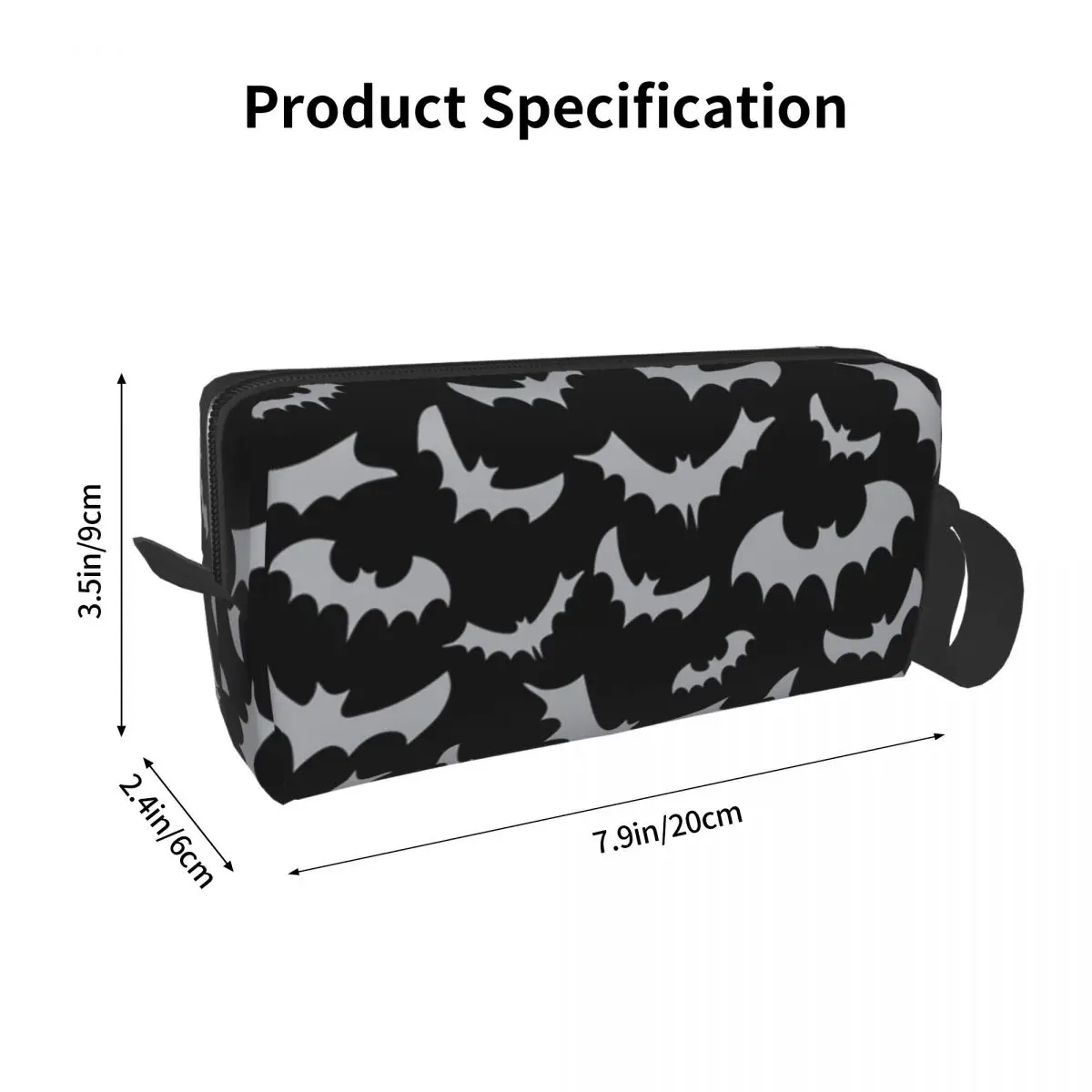 Custom Enchanted Bats In Light Gray On Black Toiletry Bag Women Goth Occult Witch Makeup Cosmetic Bag Beauty Storage Dopp Kit