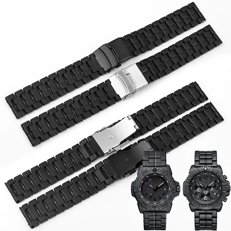 For Luminox 0151 0351 3050 3080 light-duty Plastic steel Watch strap Men's 23mm Black Sports Plastic Steel Light Watchband tool