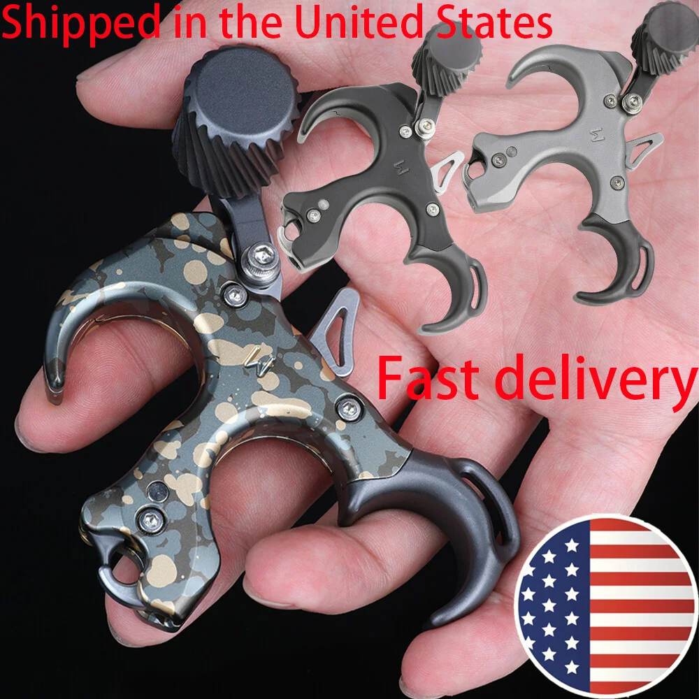 Compound Bow Thumb Release Aid 3 Finger Grip Caliper Trigger Adjustable Archery Release Tool Suitable For Left And Right Hand Shooters Hunting Practice