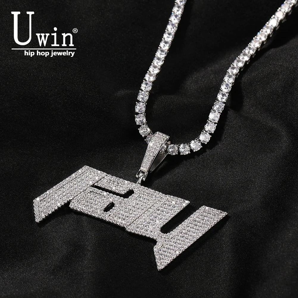 

Uwin на заказ начальная буква имя Iced Out Bling кубический цирконий кулон-цепочка ожерелье хип-хоп панк ювелирные изделия для подарка