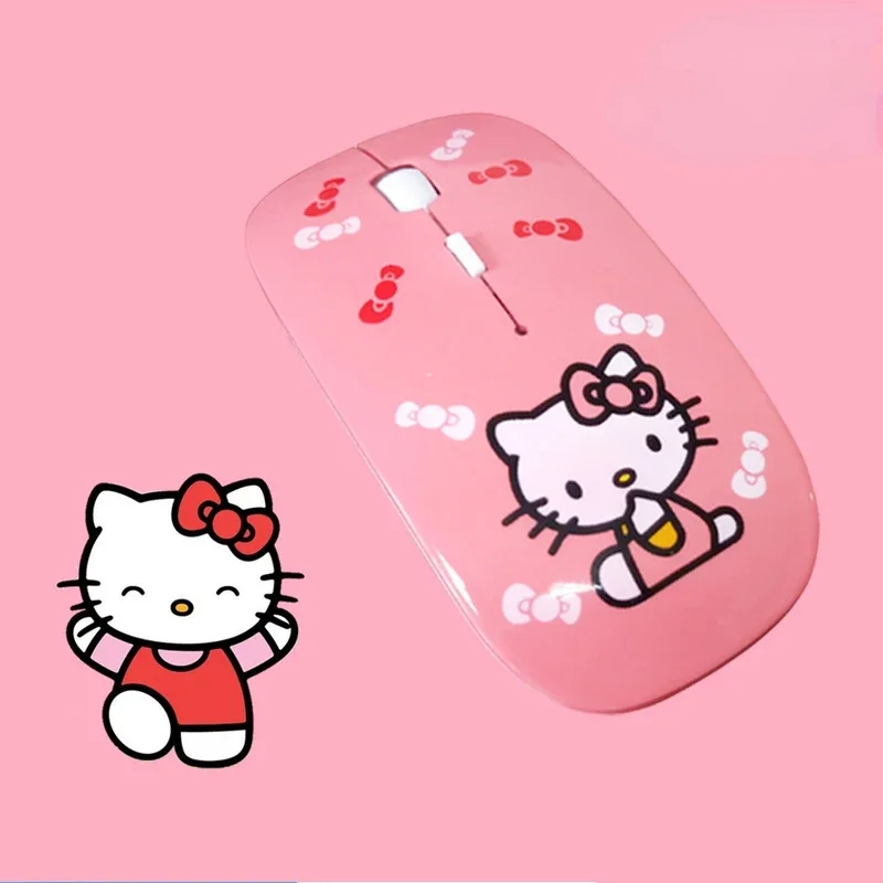 Hello Kitty mysz Mini bezprzewodowa Bluetooth USB cicha kreskówka Anima akcesoria do laptopów akumulator Lenovo Asus HP uniwersalny