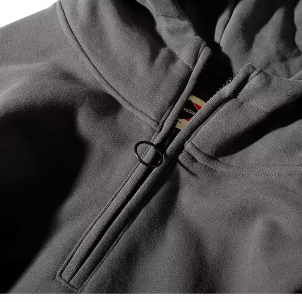 Mens Hooded Sweatshirt Half Zip Pullover Casual Loose Fit Long Sleeve Fashion Streetwear Winter Spring Solid Color Tops