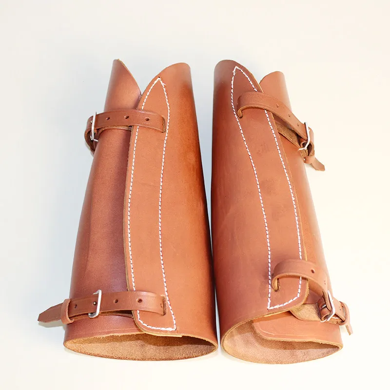 WW2 British Style Handmade Veg Tan Cowhide Puttees Military Cosplay Calf Leg Wraps Tactical Leg Guards ForHistorical Reenactment