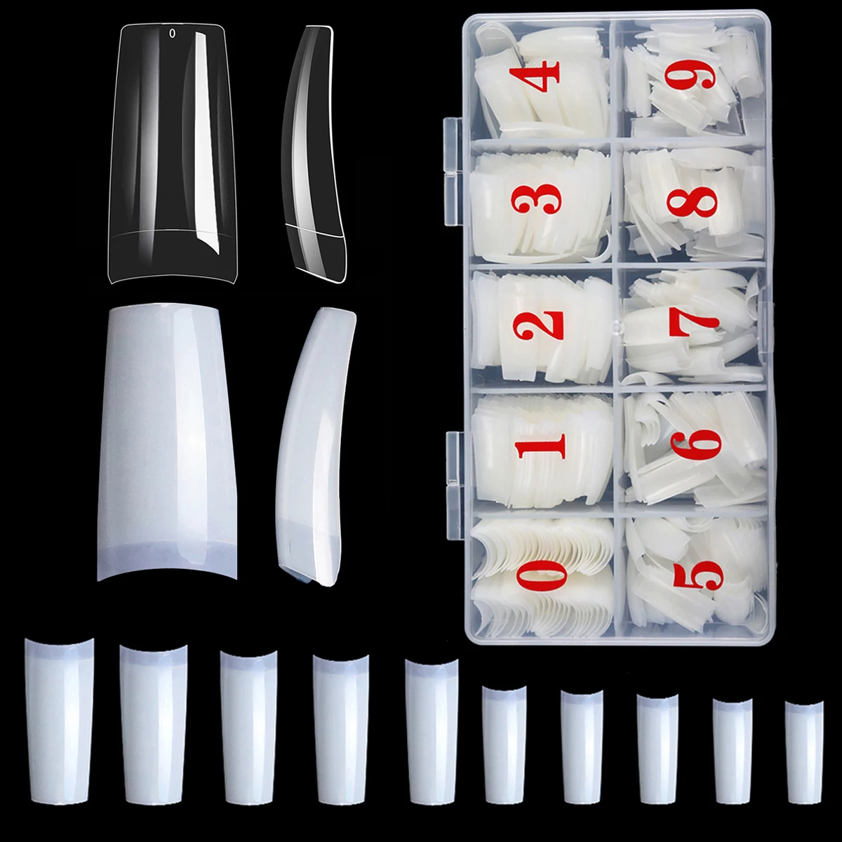 

500 шт., французские типсы, прозрачная природа, накладные полупокрытия, накладные акриловые ногти, разные размеры, накладные ногти, инструменты для наращивания маникюра «сделай сам»