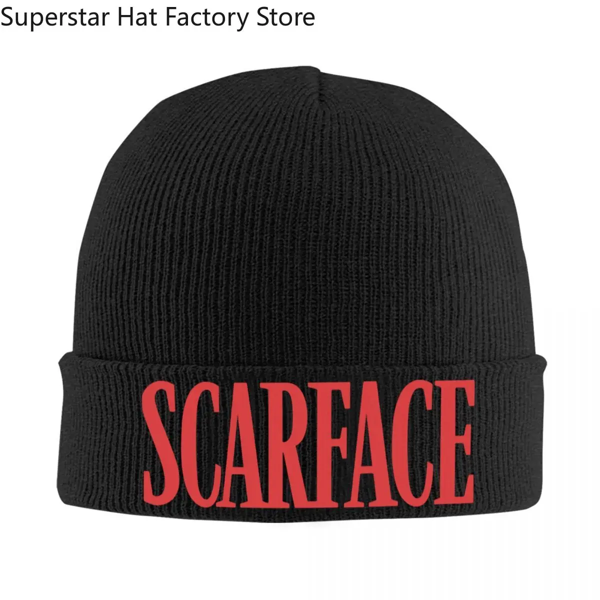 

Scarface Logo Knitted Caps for Women Men Skullies Beanies Winter Hat Acrylic Casual Melon Cap