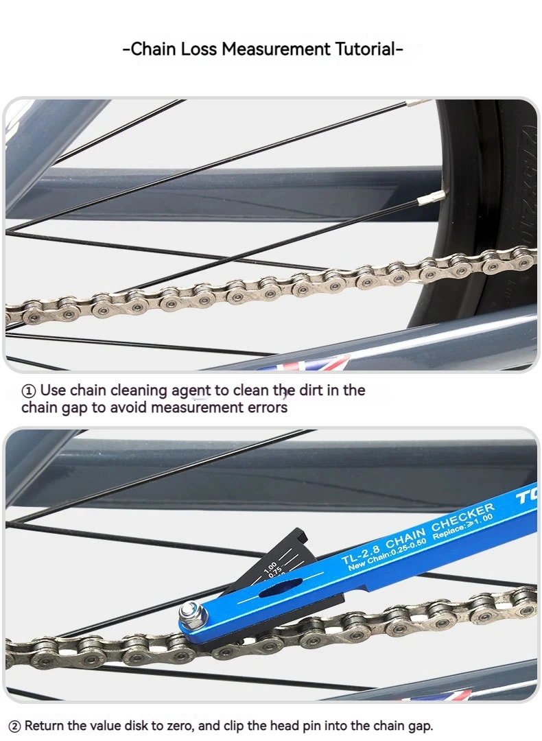 Fahrradketten-Verschleißanzeige, Fahrradketten-Prüfgerät, Dehnungsmesswerkzeug, Rennrad-Wartung, Fahrradketten-Prüfung – Detail 9