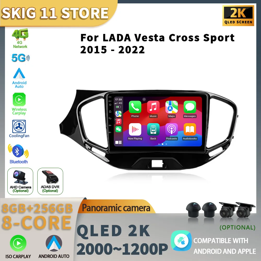 

Android 13 For LADA Vesta Cross Sport 2015-2022 Wireless CarPlay Auto Car Radio Multimedia 4G GPS Navigation 2 Din Screen