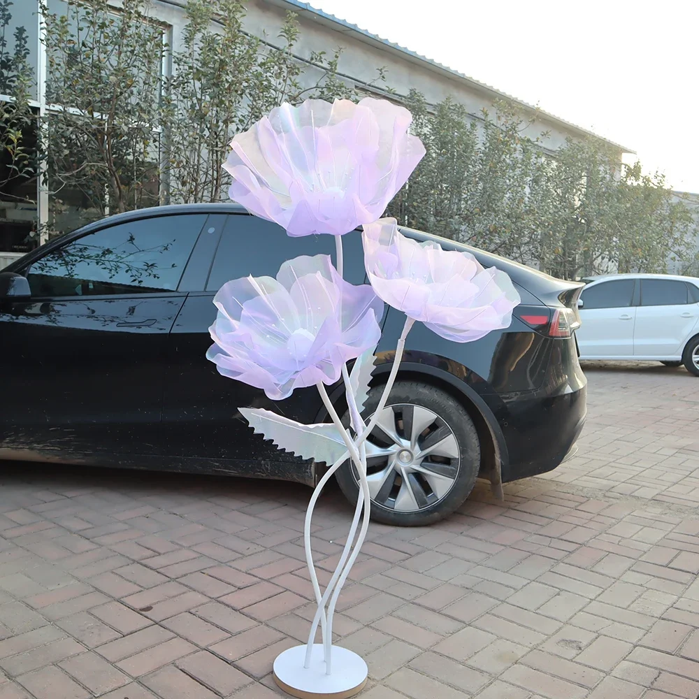 Silk Poppy Artificial Yarn Flower Wedding Outdoor Party Decoration Wreath Flores Branch Photography Props Giant Gauze Flowers