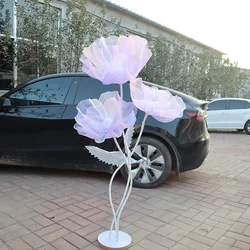 Silk Poppy Artificial Yarn Flower Wedding Outdoor Party Decoration Wreath Flores Branch Photography Props Giant Gauze Flowers