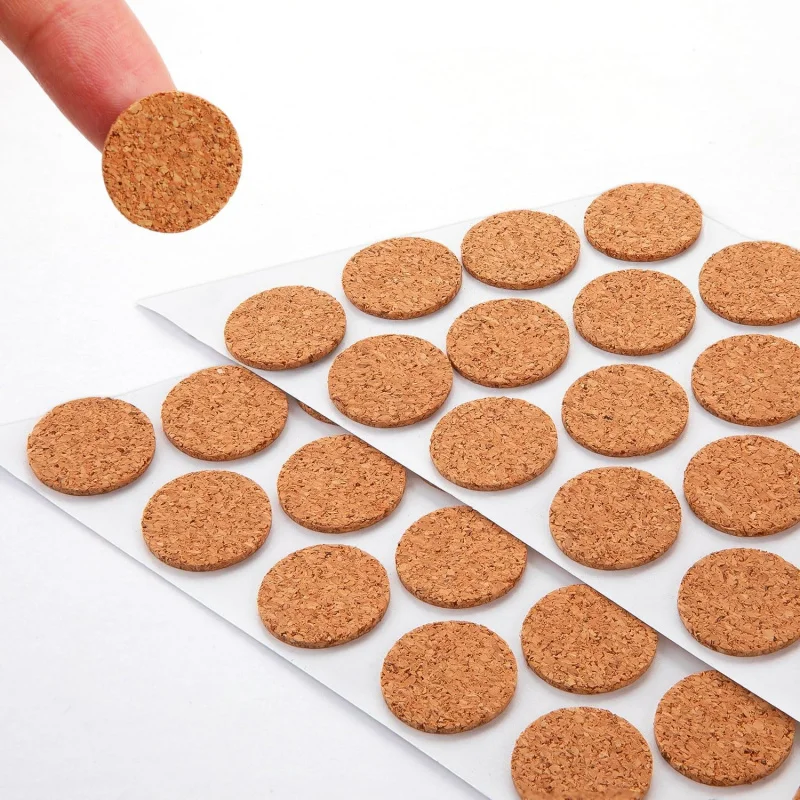 

100 шт. 3/4 дюйма круглые пробковые мебельные накладки, клейкие бамперы для дверей шкафа, ножки подставки, мебельные накладки против царапин, стул