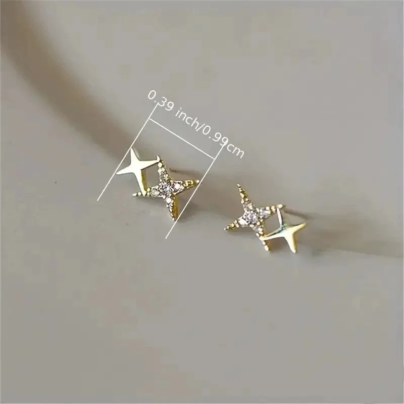 Женские-модные-серьги-гвоздики-со-сверкающим-цирконом-и-четырехконечной-звездой-европейские-модные-ювелирные-изделия-золотого-и-серебряного-цвета-подарок