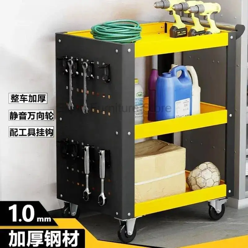 

Trolley Tool Cart Repair Parts Storage Moving Auto Repair Thickened Three-layer Mobile Tool Cart Salon Furniture