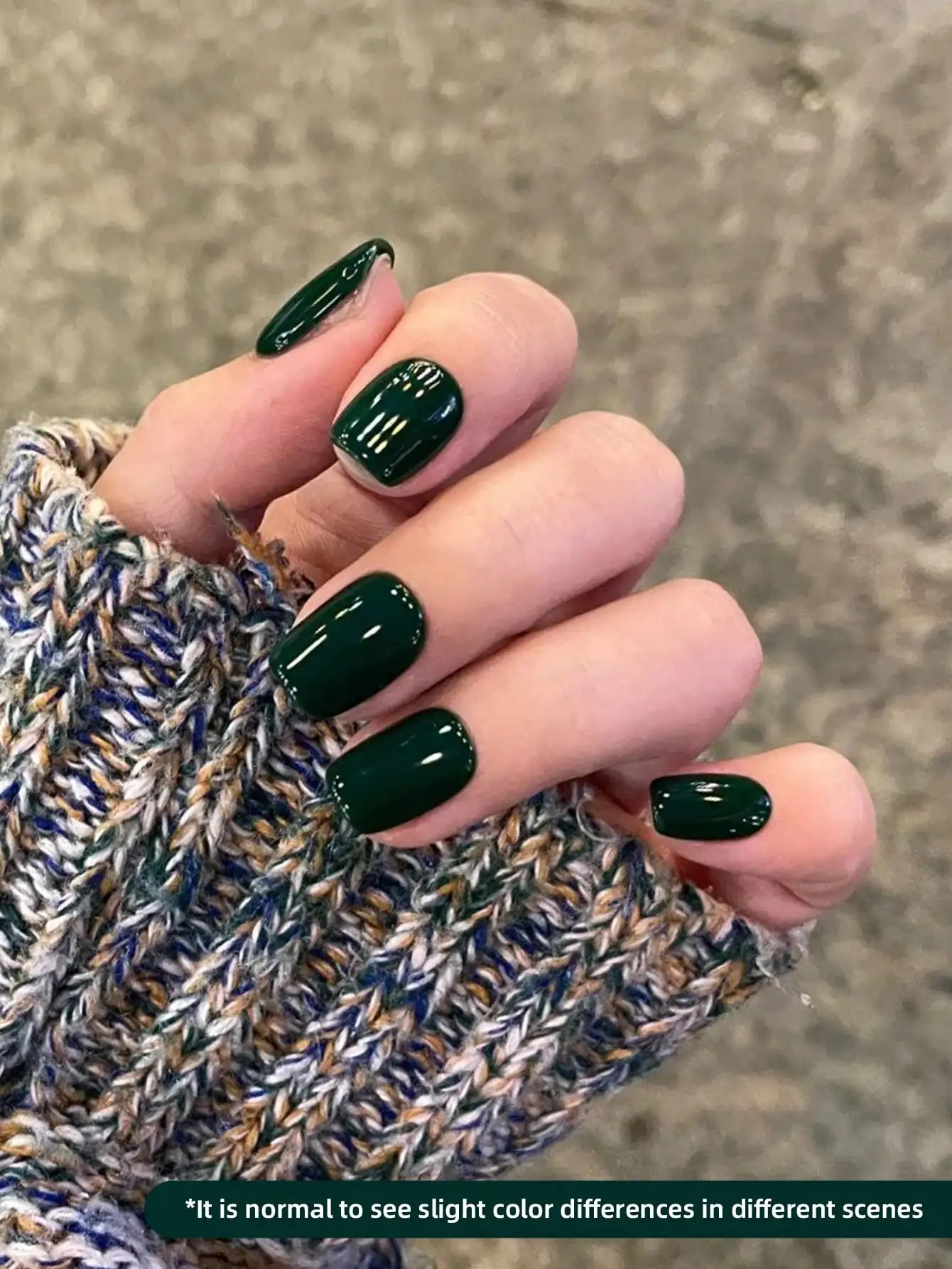 Gel nail design with rich green color